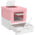 Load image into Gallery viewer, Cat Litter Tray with Hood Enclosed Cat Litter Box Pet Toilet w/ Lid, Scoop, Front Entry, 47.5 x 35.5 x 36.7cm - Pink