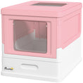 Load image into Gallery viewer, Cat Litter Tray with Hood Enclosed Cat Litter Box Pet Toilet w/ Lid, Scoop, Front Entry, 47.5 x 35.5 x 36.7cm - Pink