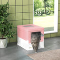Load image into Gallery viewer, Cat Litter Tray with Hood Enclosed Cat Litter Box Pet Toilet w/ Lid, Scoop, Front Entry, 47.5 x 35.5 x 36.7cm - Pink