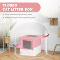 Load image into Gallery viewer, Cat Litter Tray with Hood Enclosed Cat Litter Box Pet Toilet w/ Lid, Scoop, Front Entry, 47.5 x 35.5 x 36.7cm - Pink