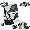 Load image into Gallery viewer, Dog Stroller, One-click Folding Pet Stroller with Cup Holder, 4 Wheels Travel Carrier w/ Brakes, 360° Swiveling Front Wheels, Storage Basket, for XS/Small Dogs Cats, Grey