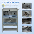 Load image into Gallery viewer, Wooden Hamster Cage with Storage Shelf, Large Rat Mouse Habitat Including Seesaw, Small Animal Cage with Sliding Tray, Wide Ramp for Racing, Running Wheel, 35.5" H