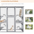 Load image into Gallery viewer, Large Outdoor Catio Enclosure, Weatherproof Cat House with Asphalt Roof, Wooden Cat Patio Cage with 6 Balanced Platforms, 71" x 39" x 71", Grey