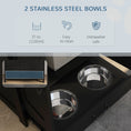 Load image into Gallery viewer, Pet Feeding Station with Storage, Dog Feeding Station with Raised Dog Bowls, Adjustable Panel, Hooks, Pet Food Storage Cabinet, Black