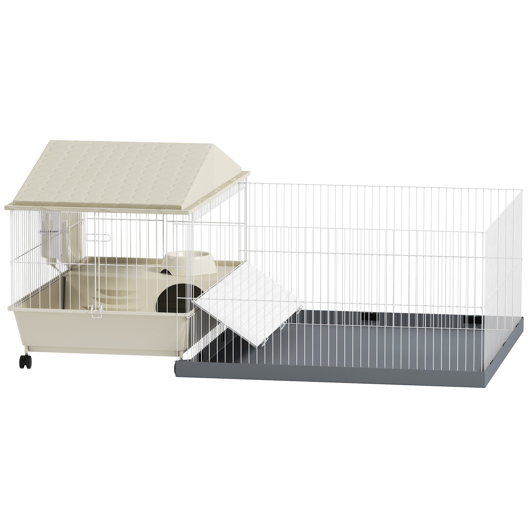 Pawhut Guinea Pig Cage with Removable Pet Playpen, Waterproof Pad