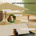 Load image into Gallery viewer, Guinea Pig Cage with Removable Pet Playpen, Waterproof Pad, Hay Feeder, Water Bottle, Food Dish, Hideaway, Balcony, Soft-Covered Ramp, Wheels, Small Animal Cage for Guinea Pig, Hedgehog