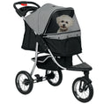 Load image into Gallery viewer, Luxury Pet Stroller Lightweight Dog Cat Travel Carriage with 3-Rubber Wheels, One-click Folding Design, Adjustable Canopy, Zippered Mesh Window Door, Grey