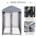 Load image into Gallery viewer, 8' x 4' x 6' Large Outdoor Dog Kennel Run Steel Fence with UV-Resistant Oxford Cloth Roof & Secure Lock