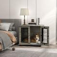 Load image into Gallery viewer, Dog Crate Furniture, Dog Cage with Soft Washable Cushion, Furniture-Style Pet Kennel Indoor House End Side Table for Small Medium Breeds, 80 x 56 x 63 cm, Grey