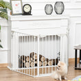 Load image into Gallery viewer, Pet Safety Gate, 3 Panels Playpen Fireplace, Metal Fence, Stair Barrier, Room Divider w/ Walk-Through Door - White