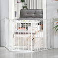 Load image into Gallery viewer, Pet Safety Gate, 3 Panels Playpen Fireplace, Metal Fence, Stair Barrier, Room Divider w/ Walk-Through Door - White