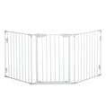 Load image into Gallery viewer, Pet Safety Gate, 3 Panels Playpen Fireplace, Metal Fence, Stair Barrier, Room Divider w/ Walk-Through Door - White