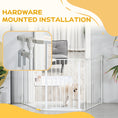 Load image into Gallery viewer, Pet Safety Gate, 3 Panels Playpen Fireplace, Metal Fence, Stair Barrier, Room Divider w/ Walk-Through Door - White
