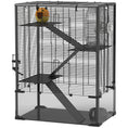 Load image into Gallery viewer, PawHut Large Hamster Cage with Deep Tempered Glass Bottom, 4 Tiers Hamster Tank with Running Wheel, Hut, Water Bottle, Dish, Rat Cage for Syrian, Dwarf, Gerbils, Mouse, 24" x 16" x 31.5", Black