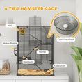 Load image into Gallery viewer, PawHut Large Hamster Cage with Deep Tempered Glass Bottom, 4 Tiers Hamster Tank with Running Wheel, Hut, Water Bottle, Dish, Rat Cage for Syrian, Dwarf, Gerbils, Mouse, 24" x 16" x 31.5", Black
