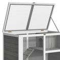 Load image into Gallery viewer, PawHut Indoor Rabbit Hutch with Wheels, Desk and Side Table Sized, Wood Rabbit Cage, Waterproof Small Rabbit Cage, Gray