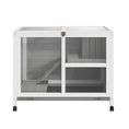 Load image into Gallery viewer, PawHut Indoor Rabbit Hutch with Wheels, Desk and Side Table Sized, Wood Rabbit Cage, Waterproof Small Rabbit Cage, Gray