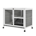 Load image into Gallery viewer, PawHut Indoor Rabbit Hutch with Wheels, Desk and Side Table Sized, Wood Rabbit Cage, Waterproof Small Rabbit Cage, Gray