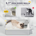 Load image into Gallery viewer, Stainless Steel Litter Box, XL Cat Litter Box with High Side, Extra Large Metal Kitten Litterbox for Big Cats with Scoop, Easy Cleaning & Anti-Urine Leakage, Light Gray