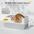 Load image into Gallery viewer, Stainless Steel Litter Box, High Sided Metal Cat Litter Tray with Detachable Rim, Scoop, Easy Cleaning, Odour-Resistant, 60 x 40 x 28 cm