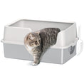 Load image into Gallery viewer, Stainless Steel Litter Box, High Sided Metal Cat Litter Tray with Detachable Rim, Scoop, Easy Cleaning, Odour-Resistant, 60 x 40 x 28 cm