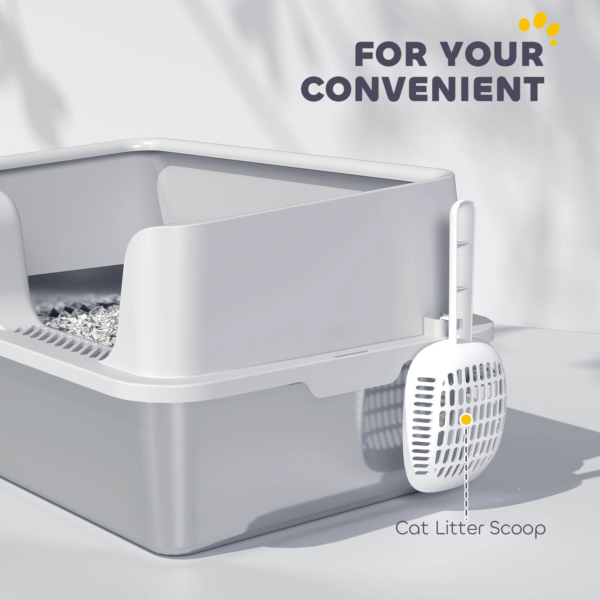 Stainless Steel Litter Box, High Sided Metal Cat Litter Tray with Detachable Rim, Scoop, Easy Cleaning, Odour-Resistant, 60 x 40 x 28 cm