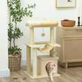 Load image into Gallery viewer, Cat Tree, 90cm Cat Tower with Sisal Scratching Posts, Cat Condo, Hammock, Top Perch and 2 Hanging Toys for Indoor Cats, Beige