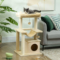 Load image into Gallery viewer, Cat Tree, 90cm Cat Tower with Sisal Scratching Posts, Cat Condo, Hammock, Top Perch and 2 Hanging Toys for Indoor Cats, Beige