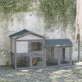 Load image into Gallery viewer, Wooden Rabbit Hutch Outdoor, Double Tier Guinea Pig Hutch, Small Animal House Water-Resistant Roof Ramp 147 x 54 x 84 cm, Grey