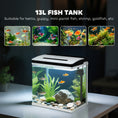 Load image into Gallery viewer, Aquarium, 13L Glass Fish Tank with Filter, LED Lighting, Water Pump, for Bettas, Guppies, Mini Parrot Fishes, Shrimp, Goldfish, 29 x 20 x 30.5cm