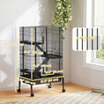 Load image into Gallery viewer, 47"H Ferret Cage, Large 4-Tier Guinea Pig Cage with Wheels, Ramps, Bowl, Water Bottle & Removable Tray, Metal Small Animal Habitat for Rabbits, Chinchillas, Black