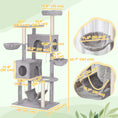 Load image into Gallery viewer, Cat Tree, 66 Inch Large Cat Tower with 2 Door Condos, 3 Big Hammocks, Plush Top Perch, Sisal Scratching Posts, Multi-level Kitty Tree for Indoor Kittens, Light Grey
