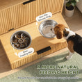 Load image into Gallery viewer, Dog Feeding Station with Storage, Hidden Pet Feeding Station with 2 Elevated Bowls, Tilt Out Storage Cabinet, Slow Feeder Mat, Dog Food Storage Cabinet for Small Medium, Oak