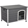 Load image into Gallery viewer, PawHut 31"L Wooden Decorative Dog Cage Kennel Wire Door with Lock Small Animal House with Openable Top Removable Bottom Gray