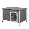 Load image into Gallery viewer, PawHut 31"L Wooden Decorative Dog Cage Kennel Wire Door with Lock Small Animal House with Openable Top Removable Bottom Gray