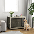 Load image into Gallery viewer, Dog Crate Furniture on Wheels, Dog Cage End Side Table with Lockable Double Doors, for Large Breeds, 100 x 60 x 73.5cm, Grey