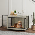 Load image into Gallery viewer, Dog Crate Furniture on Wheels, Dog Cage End Side Table with Lockable Double Doors, for Large Breeds, 100 x 60 x 73.5cm, Grey