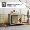 Load image into Gallery viewer, Dog Crate Furniture on Wheels, Dog Cage End Side Table with Lockable Double Doors, for Large Breeds, 100 x 60 x 73.5cm, Grey