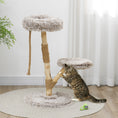 Load image into Gallery viewer, PawHut Cat Tree Tower, 35 Inch Modern Cat Tree for Indoor Adult Cats with Wooden Natural Branch Scratching Posts, Cat Bed & Rope Cat Toy, Brown