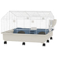 Load image into Gallery viewer, PawHut Small Animal Cage, Rolling Guinea Pig Cage with Water Bottle, Hay Feeder, Food Dish, Ramp, Rabbit Cage for Bunny, Guinea Pigs, Hedgehogs, 35" x 35" x 25", White