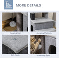 Load image into Gallery viewer, Adjustable Height Cat Stairs with Jute Scratching Posts, Cat House for Cozy Rest, Pet Steps for Couch Sofa and High Bed with Hanging Ball, Front Hole, Platform, Grey