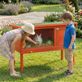 Load image into Gallery viewer, Wooden Rabbit Hutch, Guinea Pig Hutch with Openable Asphalt Roof and Pull-Out Tray, Outdoor Elevated Bunny House for Rabbits, Chinchillas and Small Animals, Indoor Outdoor Use, Orange