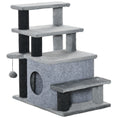 Load image into Gallery viewer, PawHut Pet Stairs, Adjustable Height 3 Step/4 Step Cat Steps with Cat Scratching Post, Cat Condo, Toy Ball for High Bed, Sofa, Couch, for Indoor Small Cats Kittens, Gray