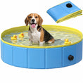 Load image into Gallery viewer, Foldable Dog Pool for Puppies and Ducks, Thickened PVC Dog Paddling Pool Bath Tub Hard Board, Anti-Slip Bottom and Hose Adapter for Easy Drainage, 100 x 30cm, Blue and Yellow