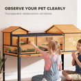 Load image into Gallery viewer, Tortoise House with 2 Rooms, Wooden Reptile Enclosure Habitat with Clear Windows, Ramps, Openable Top, Built-in Tray, with Stand Legs for Indoor Use, Yellow