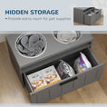 Load image into Gallery viewer, Elevated Dog Bowls, Raised Dogs Bowl Stand with 2 Stainless Steel Bowls, 25L Storage Drawer and Slow Feeder Mat, Dog Feeding Station for Large and Extra Large Dogs, Gray