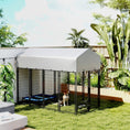 Load image into Gallery viewer, 8' x 4' x 6' Outdoor Dog Kennel, Welded Wire Dog Kennel Outside Run with 360° Rotating Bowls, Waterproof & UV Resistant Cover, for S&M&L Breeds, Chickens, Ducks, Sliver