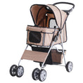Load image into Gallery viewer, Pet Stroller for Small Miniature Dogs Cats Foldable Travel Carriage with Wheels Zipper Entry Cup Holder Storage Basket Brown