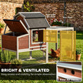 Load image into Gallery viewer, 71" Chicken Coop for 3 Chickens, Wooden Hen House Outdoor Duck House with Run, Removable Tray, Nesting Box, Waterproof Asphalt Roof, Ramp and Perches, Bunny Hutch, Brown