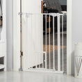 Load image into Gallery viewer, 36"H Dog Gate with Cat Door, Pet Gate with Small Door, Easy Open Indoor Dog Gates for Doorways, House, Stair, 29"-31.5" Long, White